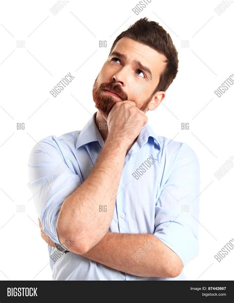 thinking man isolated image photo  trial bigstock