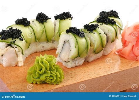 Shushi and black caviar stock image. Image of squid, prepared - 9836031