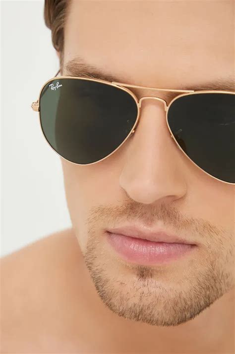 Солнцезащитные очки Ray-Ban мужские цвет золотой | ANSWEAR.ua