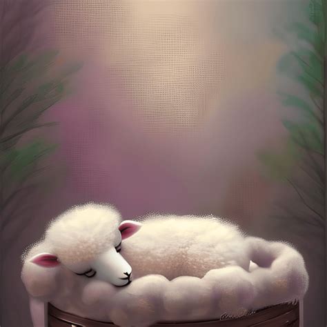 Cute Adorable Baby Sheep Sleeping Snuggled · Creative Fabrica