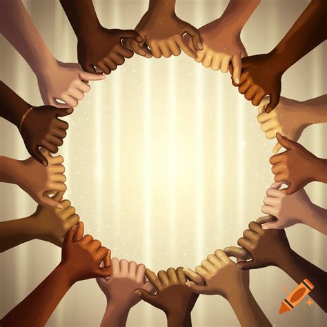digital illustration   hands  diverse skin tones forming