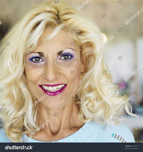 Portrait Tan Blonde Caucasion Middleaged Woman Stock Photo 3074475