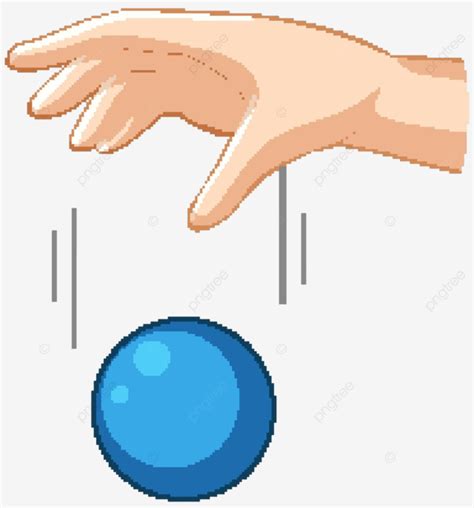 hand dropping blue ball  gravity experiment consequence physics