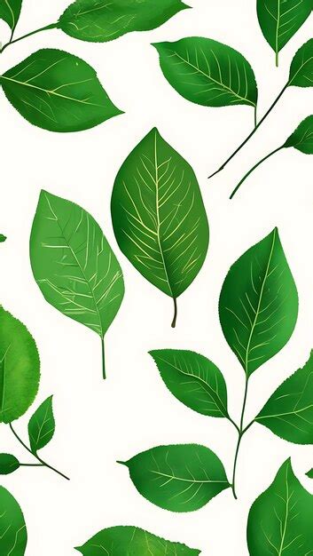 seamless small leaf pattern  green   light cream background