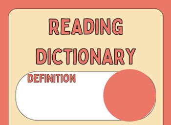 reading dictionary bookmark  megan moose tpt