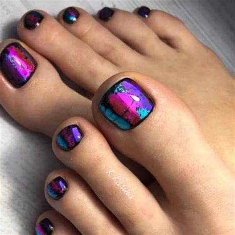 Педикюр с фольгой фото 22 | Summer toe nails, Glitter toe nails, Toe nails