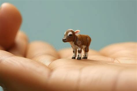 Cow Tiny Smallest Animal in the World Standing on Human Hand ...