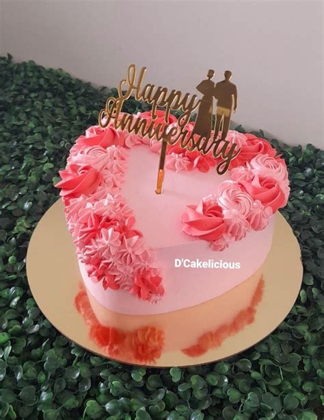 Heart Shape Cake/Anniversary Cake | Happy anniversary cakes, Heart ...