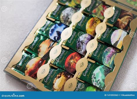 Pack of Greenfield Tea with Many Different Flavors Editorial Stock ...