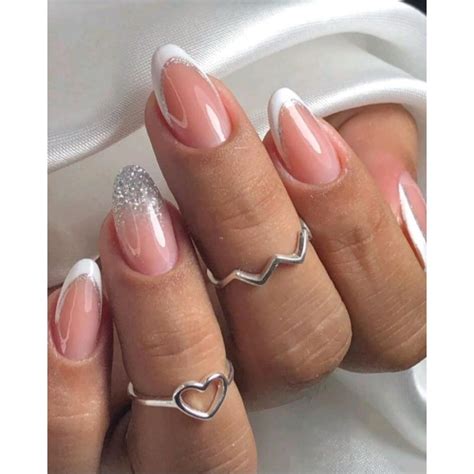 Unha Francesinha Decorada Com Glitter - Unhas Postiças Decoradas Francesinha Glitter | Shopee Brasil
