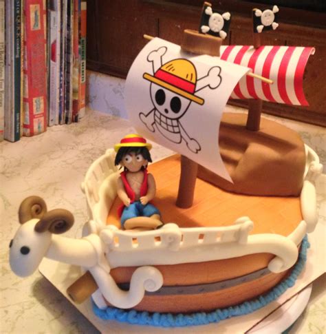 One Piece's "The Going Merry" Pirate Ship Cake featuring Captain Monkey