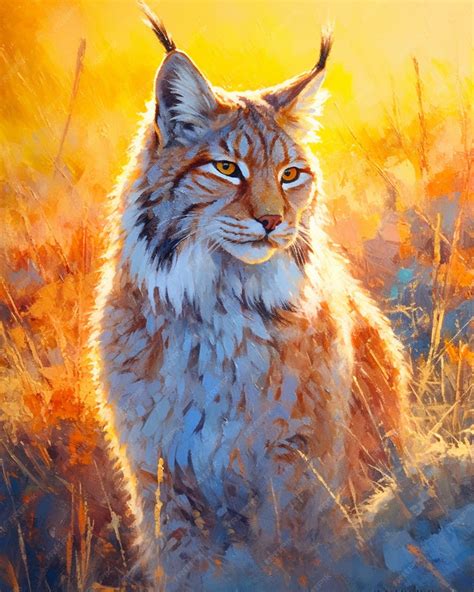 Premium AI Image | A painting of a lynx with yellow eyes