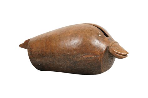 lot large african carved wood drum