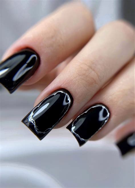 Чёрный маникюр | маникюр серебро | ️инст: stilist.rishhs | nails ...