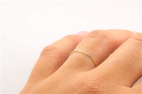 14K Gold 1MM Chain Ring Gold Chain Ring Dainty Chain Ring - Etsy