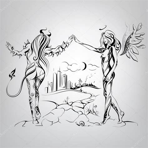 Dance of an angel and demon. — Stock Vector © nutriaaa #67899725