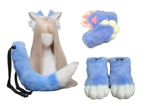 Sky Blue Cosplay Fox Furry Fursuit Full Set Include Handpaws - Etsy