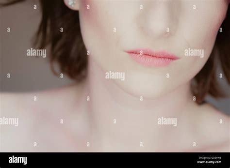 womans closed mouth stock photo alamy