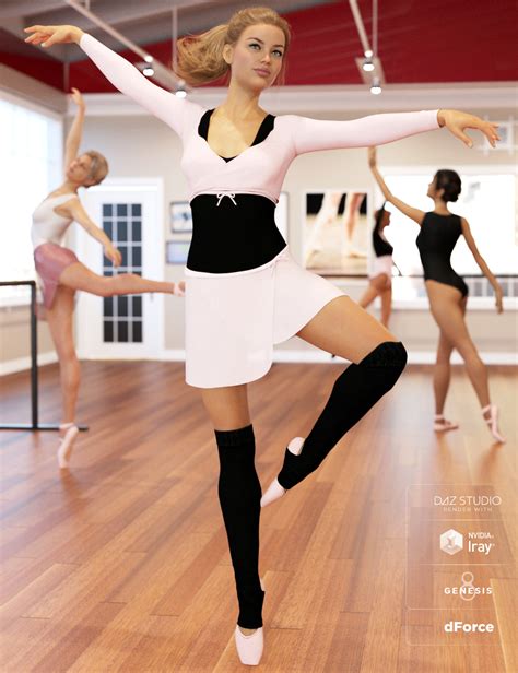 dForce Ballet Practice Outfit for Genesis 8 Female(s) | Daz 3D