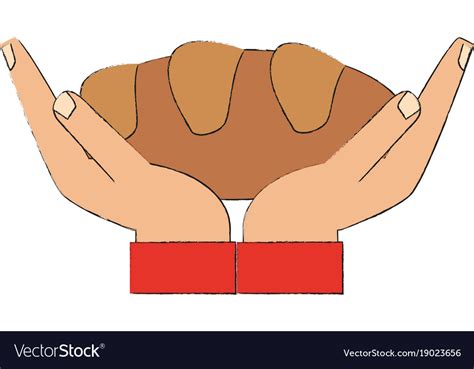 Hand holding a bread Royalty Free Vector Image