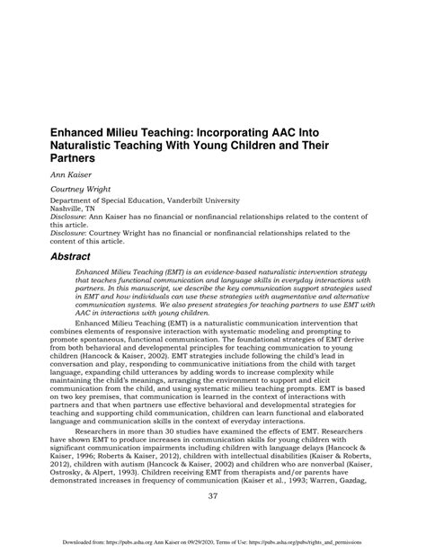 (PDF) Enhanced Milieu Teaching: Incorporating AAC Into Naturalistic ...