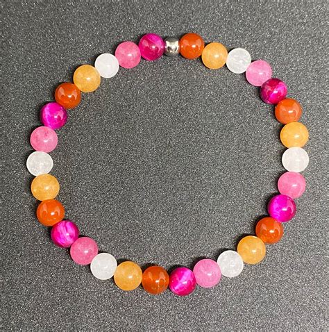 Lesbian Pride Flag Beaded Gemstone Bracelet - Etsy