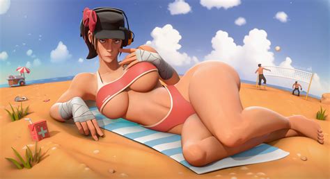 Rule 34 - 1girls background character background characters beach beach