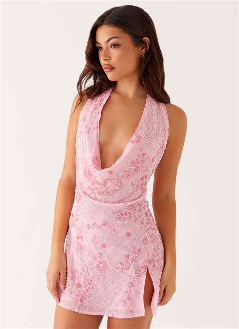 Cinzia Beaded Mini Dress - Pink – Peppermayo US