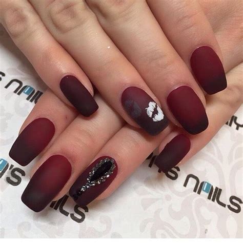 Matte Burgundy Nails💋 | Burgundy nails, Nails, Vday nails