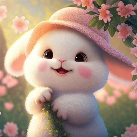 Cute Bunny PFP with Floral Accents