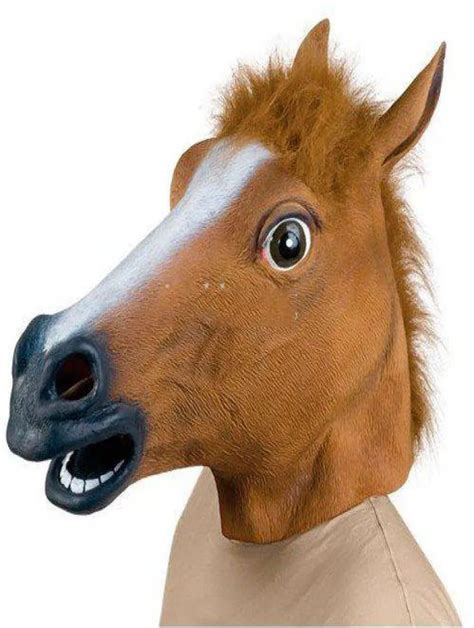 Creepy Horse Mask Head Halloween Costume Theater Prop Novelty Latex ...