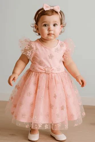 Vestido Para Festa Bebe 1 Ano - Vestido De Festa Bebê Rosa Tule E Brilho Aniversário 1 Ano | Frete grátis