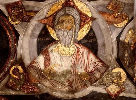Христос Ветхий Денми. Фреска церкви Святых Константина и Елены в Охриде ...