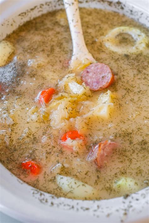 Crockpot Sauerkraut Soup (with sausage) - Brooklyn Farm Girl