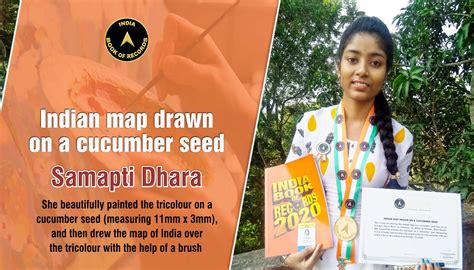 INDIAN MAP DRAWN ON A CUCUMBER SEED - India Book of Records