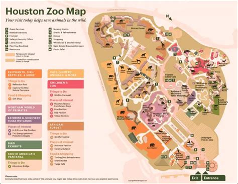 Houston Zoo Map Printable with Direction in Pdf
