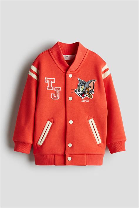 Appliquéd baseball jacket - Red/Tom and Jerry - Kids | H&M US