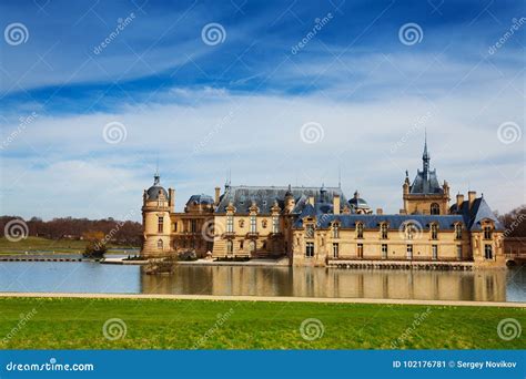 Facade of Chateau De Chantilly Castle in France Stock Image - Image of ...