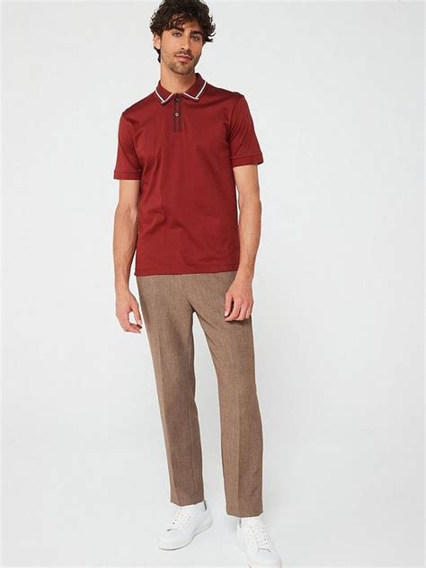 BOSS Phillipson 36 Slim Fit Short Sleeve Polo Shirt - Brown | Very