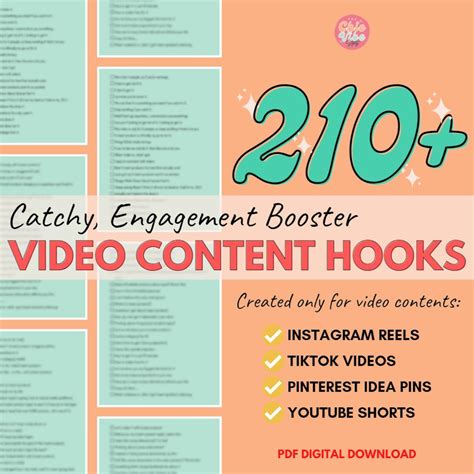 210+ Social Media Video Hooks: Tiktok, Reels, Youtube (PDF Download) - Etsy
