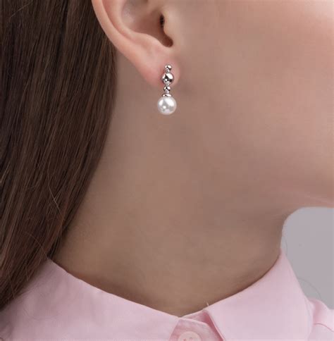 Серебряные серьги с жемчугом SUNLIGHT S90389-C9W-01: белое серебро 925 ...