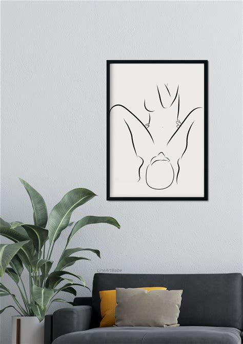 oral sex sensual print erotic  art minimalist couple making love
