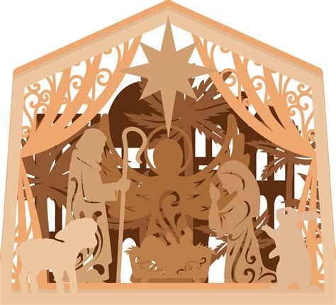 Nativity Scene, Christmas Ornament, Multilayer Template 35092961 Vector ...