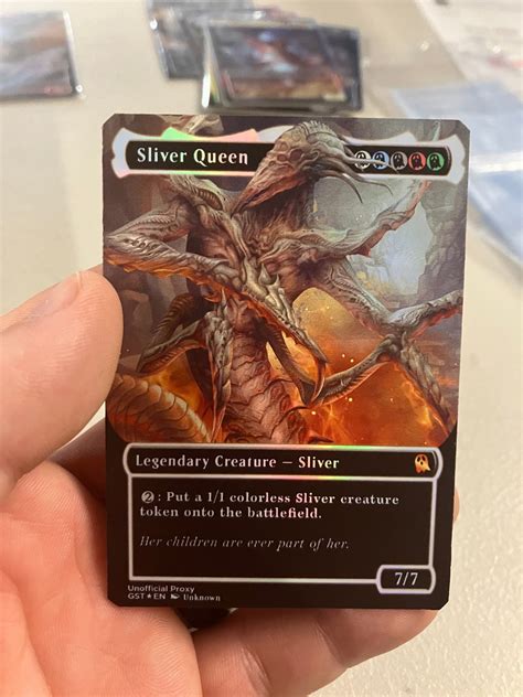 sliver queen foil borderless metal proxy  commander etsy