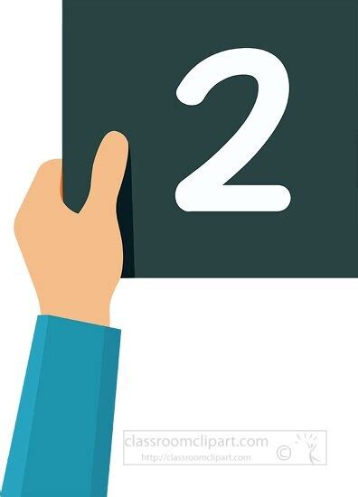 Numbers Clipart-hand holds a sign with number two