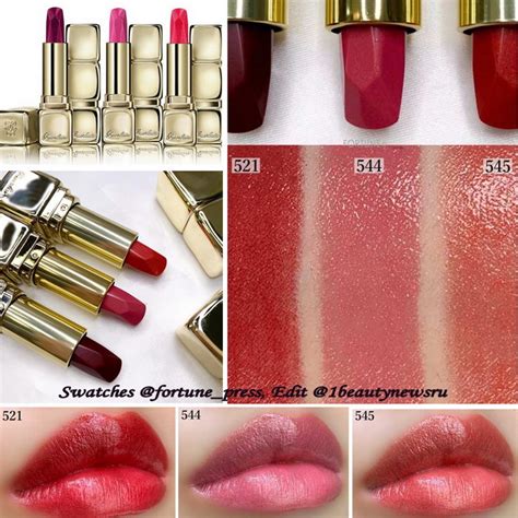 Свотчи губных помад Guerlain Kiss Kiss Lipstick из осенней коллекции ...