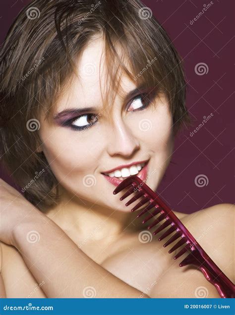 Woman with hairbrush stock image. Image of hand, femininity - 20016007
