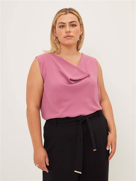 Curve Camilla Cowl Neck Top Hazel Pink - Portmans Online