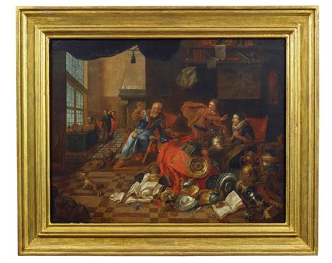 17th CENTURY NORTH EUROPE ARTIST Scene of inside with figure