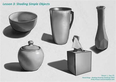 Full value scale rendering of simple still life objects